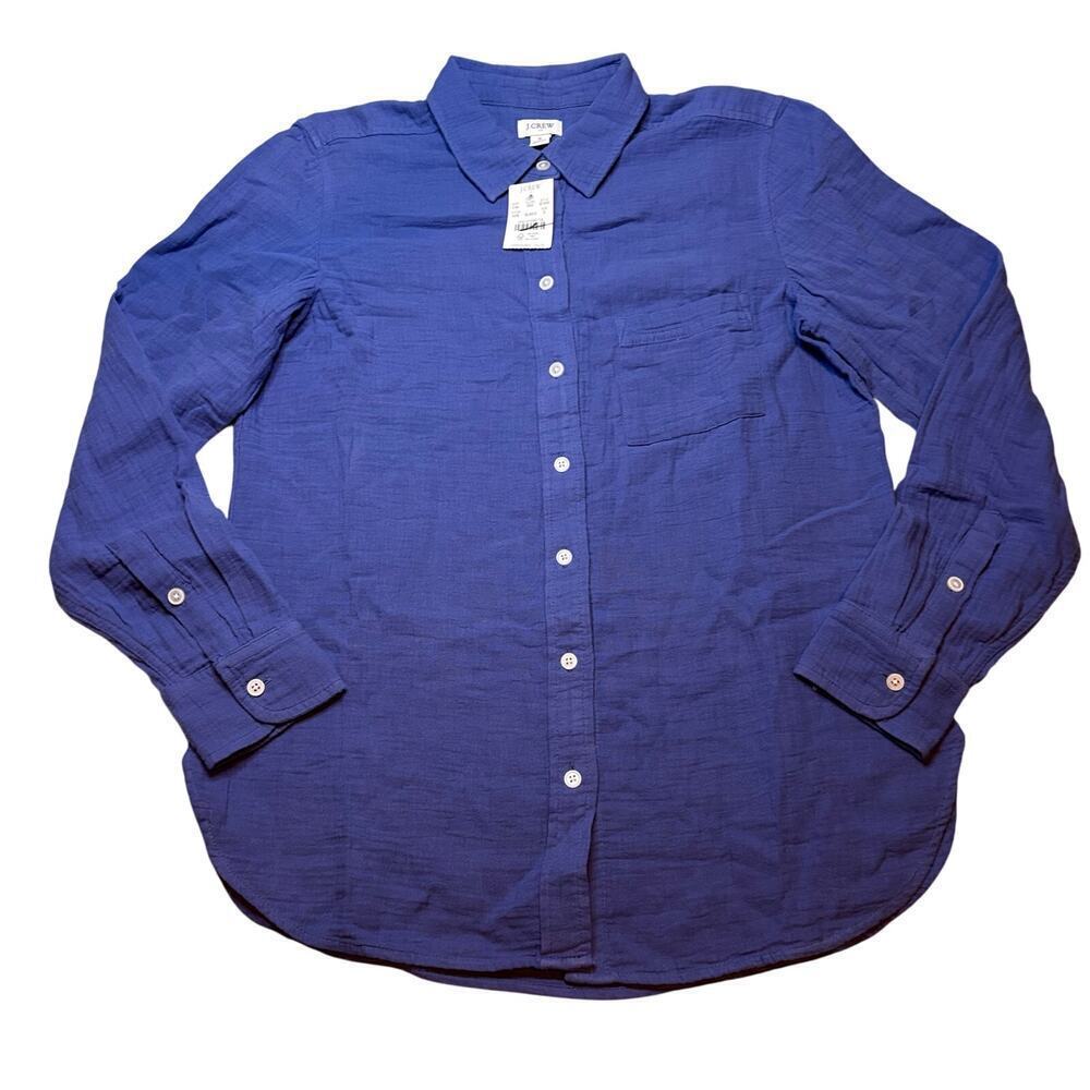 J.Crew Factory Double Gauze Button Up Shirt Blue Small NWT Cotton - Picture 3 of 6